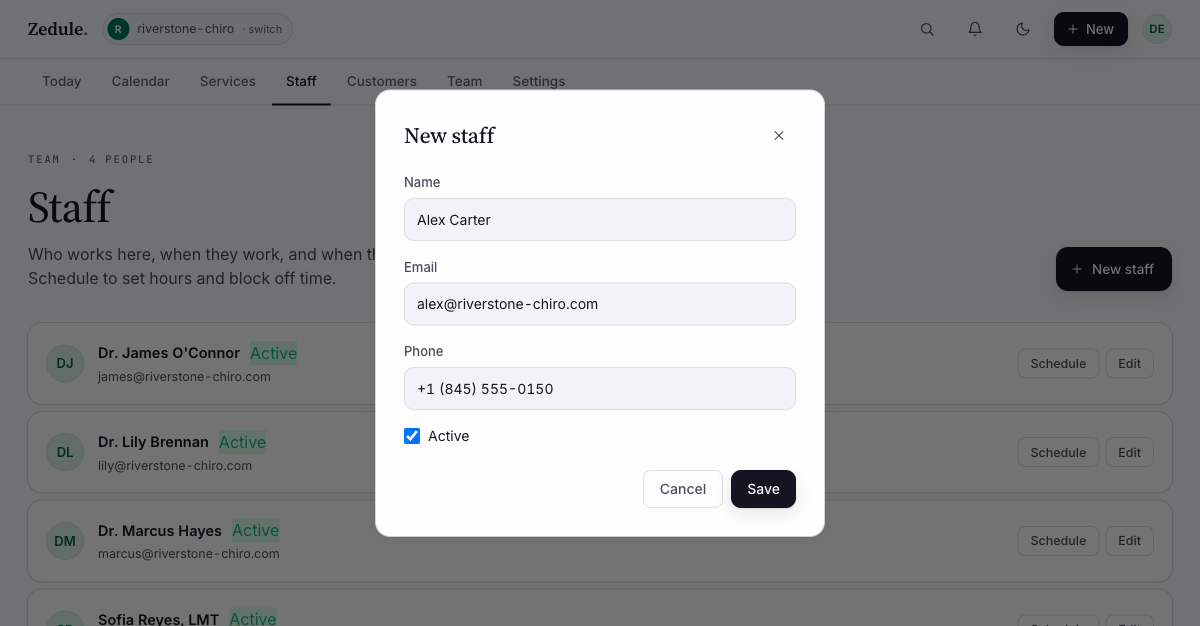 New staff member form